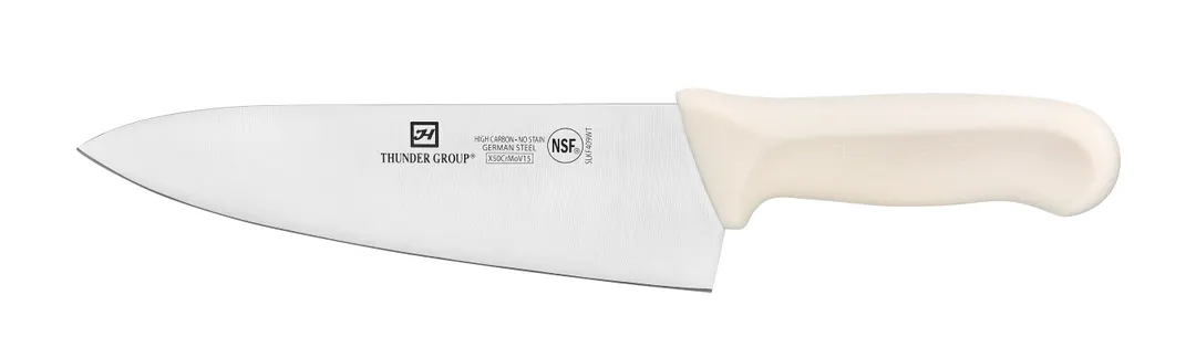 Thunder Group SLKF409WT Chef'S Knife, 8" Blade, White Polypropylene Handles, German Steel