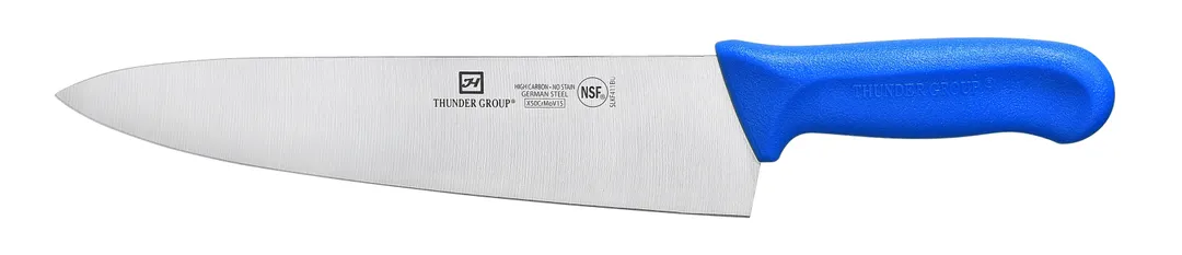 Thunder Group SLKF411BU Chef'S Knife, 10" Blade, Blue Polypropylene Handles, German Steel