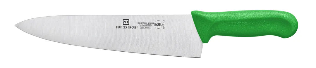 Thunder Group SLKF411GR Chef'S Knife, 10" Blade, Green Polypropylene Handles, German Steel