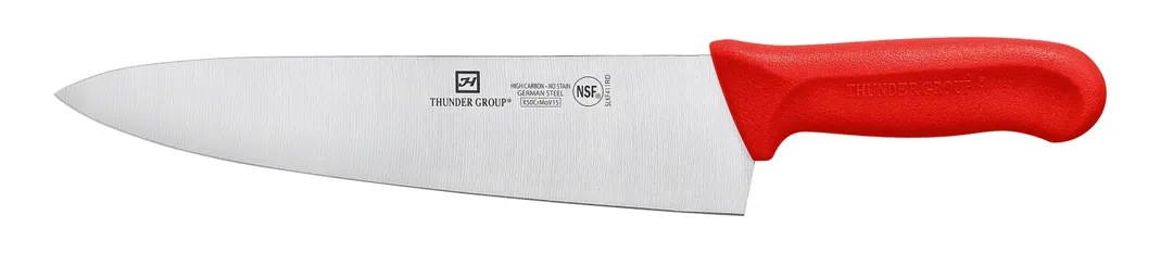Thunder Group SLKF411RD Chef'S Knife, 10" Blade, Red Polypropylene Handles, German Steel