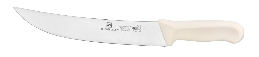 Thunder Group SLKF414WT Cimeter Steak Knife, 9-1/2" Blade, White Polypropylene Handles, German Steel