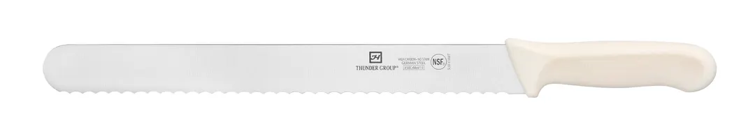 Thunder Group SLKF418WT Slicer, 12" Blade, Wavy Edge, White Polypropylene Handles
