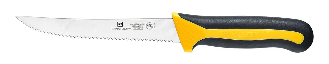 Thunder Group SLKF503 Utility Knife, 5-1/2" Blade, Serrated Edge, Soft-Grip Handles