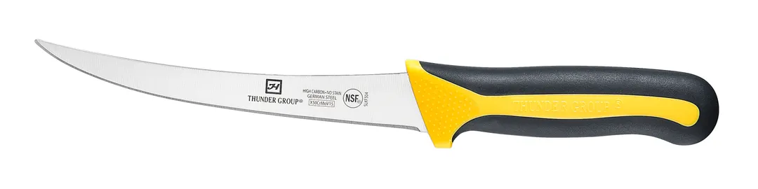 Thunder Group SLKF504 Boning Knife, 6" Blade, Curved, Soft-Grip Handles