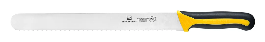 Thunder Group SLKF515 Slicer, 12" Blade, Wavy Edge, Soft-Grip Handles