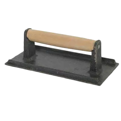 Thunder Group SLKSW095 Steak Weight, 5" X 9", Wood Handle, Heat Resistant Ribbed Bottom, Black