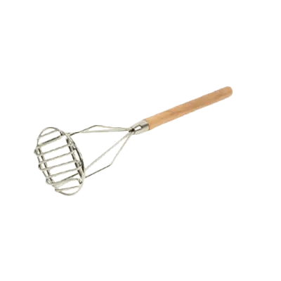 Thunder Group SLPMR018 Potato Masher, 18"L, Round Face, Wooden Handle, Stainless Steel