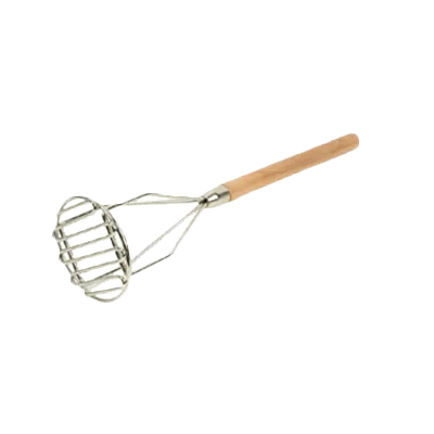 Thunder Group SLPMR024 Potato Masher, 24"L, Round Face, Wooden Handle, Stainless Steel