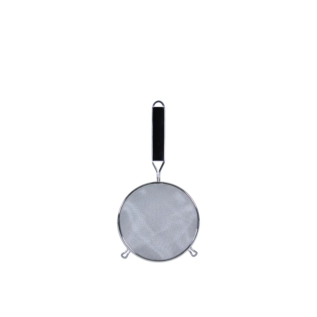 Thunder Group SLSTN5206PB Strainer, 6" Dia. Double Fine Mesh, Black Plastic Handle, Stainless Steel
