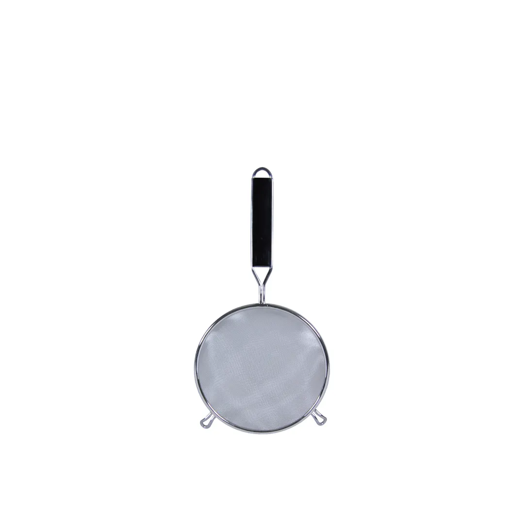Thunder Group SLSTN5306PB Strainer, 6" Dia. Single Medium Mesh, Black Plastic Handle, Stainless Steel