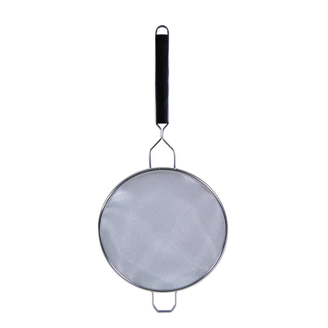 Thunder Group SLSTN5310PB Strainer, 10" Dia. Single Medium Mesh, Black Plastic Handle, Stainless Steel