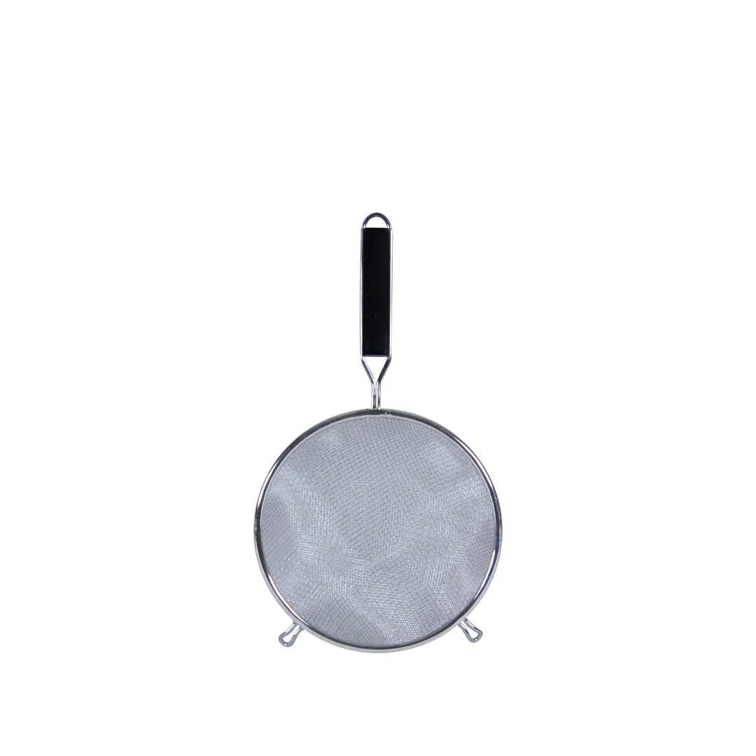 Thunder Group SLSTN5408PB Strainer, 8" Dia. Double Medium Mesh, Black Plastic Handle, Stainless Steel