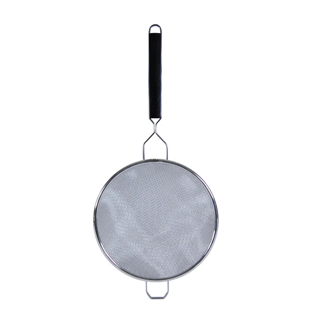 Thunder Group SLSTN5410PB Strainer, 10" Dia. Double Medium Mesh, Black Plastic Handle, Stainless Steel