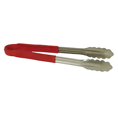 Thunder Group SLTG810R Utility Tongs, 10" L, One-Piece, Non-Slip, Red