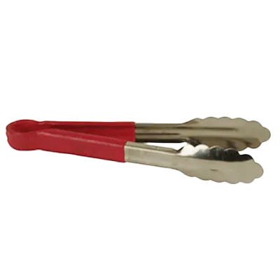 Thunder Group SLTG812R Utility Tongs, 12" L, One-Piece, Non-Slip, Red