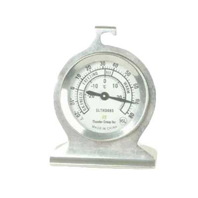 Thunder Group SLTHD080 Refrigerator/Freezer Thermometer, Dial, -20°F to 80°F, ±1°F Accuracy, Steel, NSF, Hangs/Stands