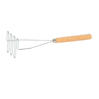 Thunder Group SLTMA012 Potato Masher, 12"L, Square Face, Wooden Handle, Stainless Steel