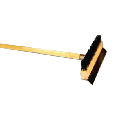 Thunder Group WDPB037 Pizza Oven Brush, With Scraper, 37"L, Long Wood Handle - Set