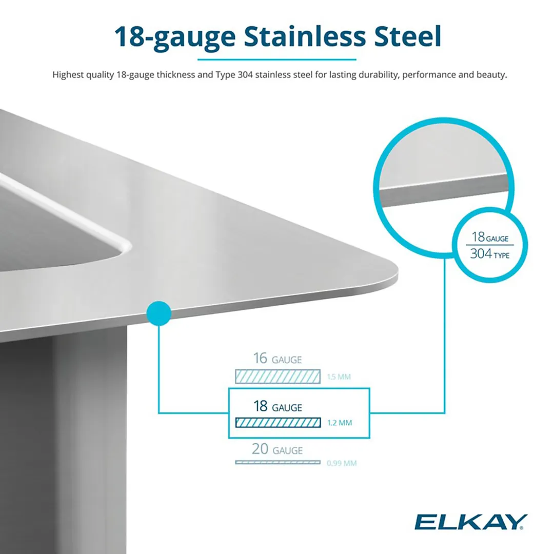 Elkay ECTRU30179RTFLC Single Bowl Undermount Sink Kit with Filtered Faucet, 32" x 19" / 18 Gauge