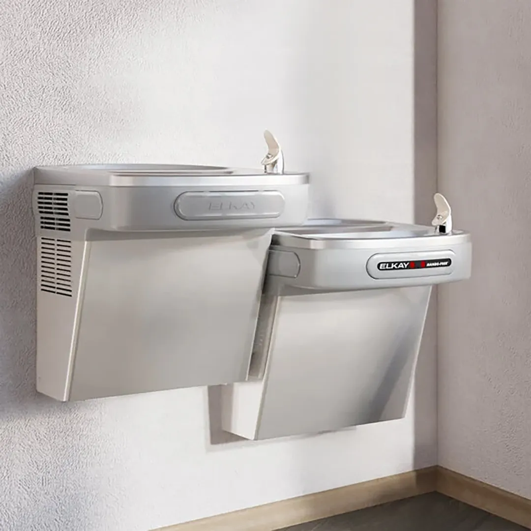 Elkay EZOSTL8SC Double Station Bi-Level ADA Water Cooler - Hands-Free, Non-Filtered / Refrigerated