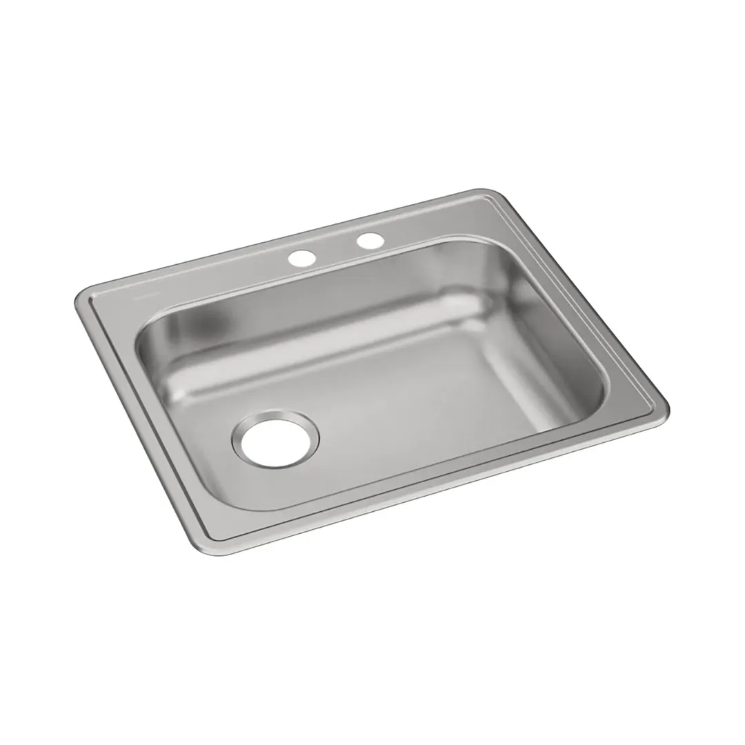 Elkay GE12521LMR2 Single Bowl Drop-In Stainless Steel Kitchen Sink, 25" X 21.25" / Center Drain