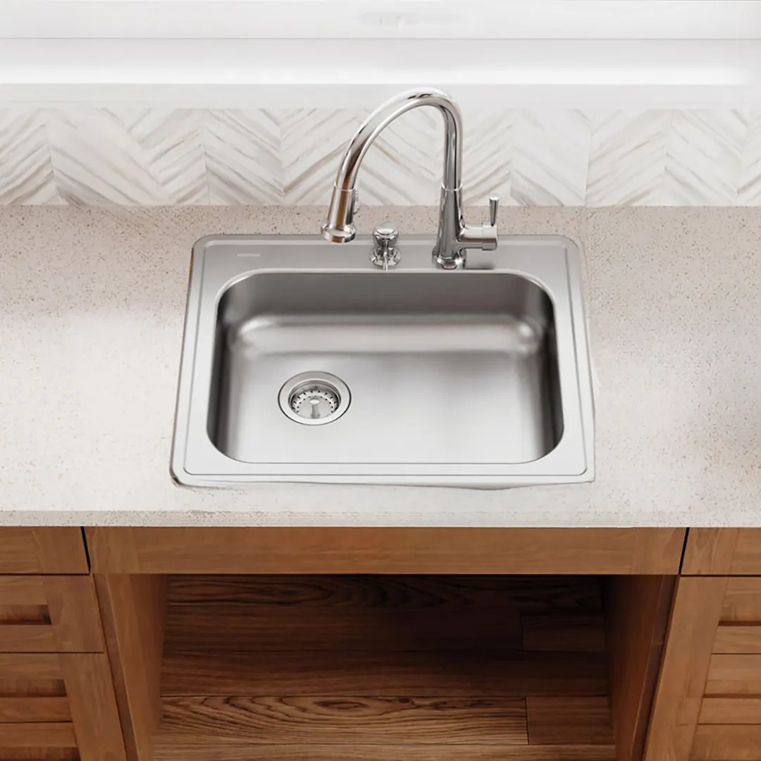 Elkay GE12521LMR2 Single Bowl Drop-In Stainless Steel Kitchen Sink, 25" X 21.25" / Center Drain