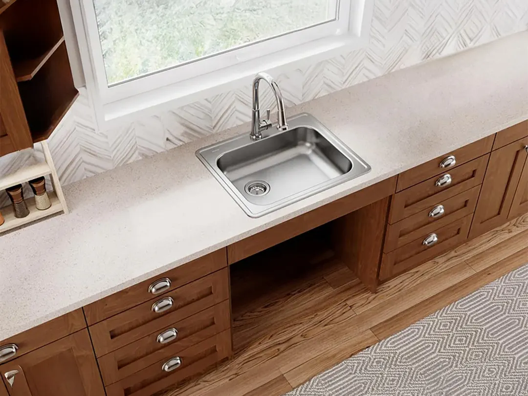 Elkay GE12521LMR2 Single Bowl Drop-In Stainless Steel Kitchen Sink, 25" X 21.25" / Center Drain
