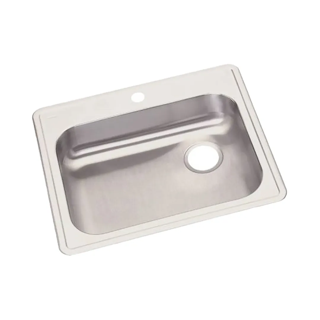 Elkay GE12521R1 Single Bowl Drop-In Stainless Steel Kitchen Sink, 25" X 21.25" / Right Drain - 1 Hole