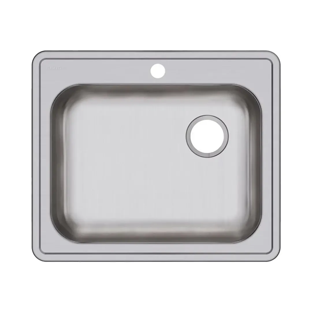 Elkay GE12521R1 Single Bowl Drop-In Stainless Steel Kitchen Sink, 25" X 21.25" / Right Drain - 1 Hole