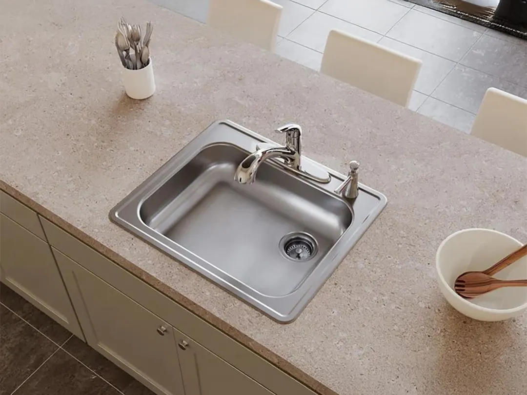 Elkay GE12521R1 Single Bowl Drop-In Stainless Steel Kitchen Sink, 25" X 21.25" / Right Drain - 1 Hole