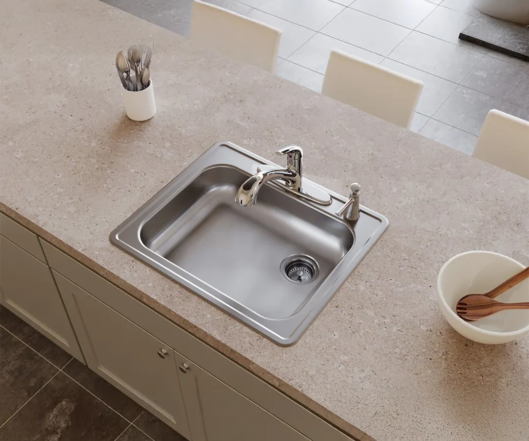 Elkay GE12521R2 Single Bowl Drop-In Stainless Steel Kitchen Sink, 25" X 21.25" / Right Drain - 2 Holes