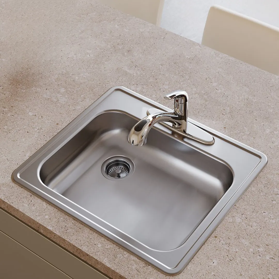 Elkay GE12522L3 Single Bowl Drop-In Stainless Steel Kitchen Sink, 25" X 22" / Left Drain - 3 Holes
