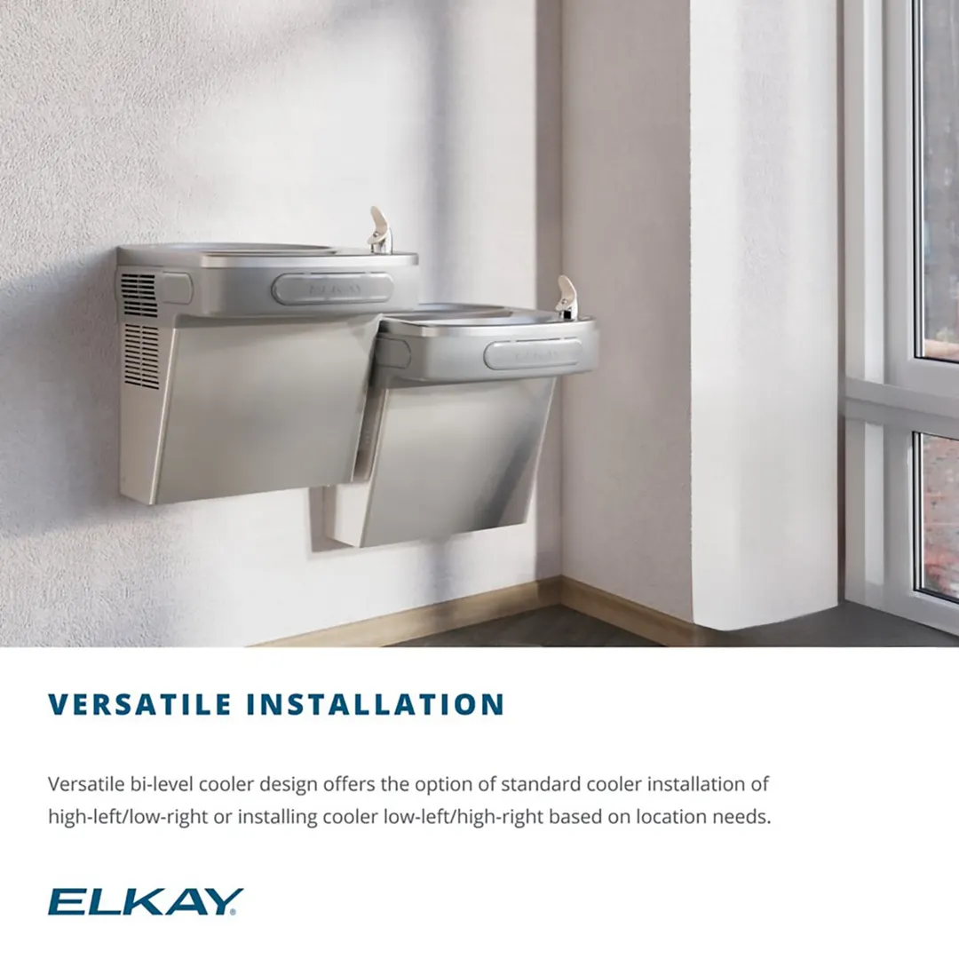 Elkay LZSTLDDSC Wall Mount Versatile Bi-level ADA Cooler, Filtered / Non-refrigerated / Light Gray 
