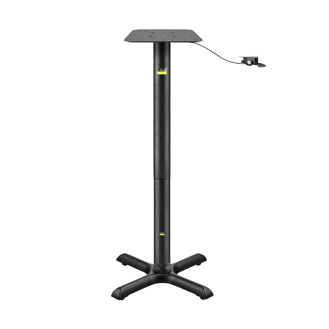 FLAT Tech CT2064 Self-Stabilizing Adjustable Height Black Table Base with Pneumatic Post- 22" x 22"