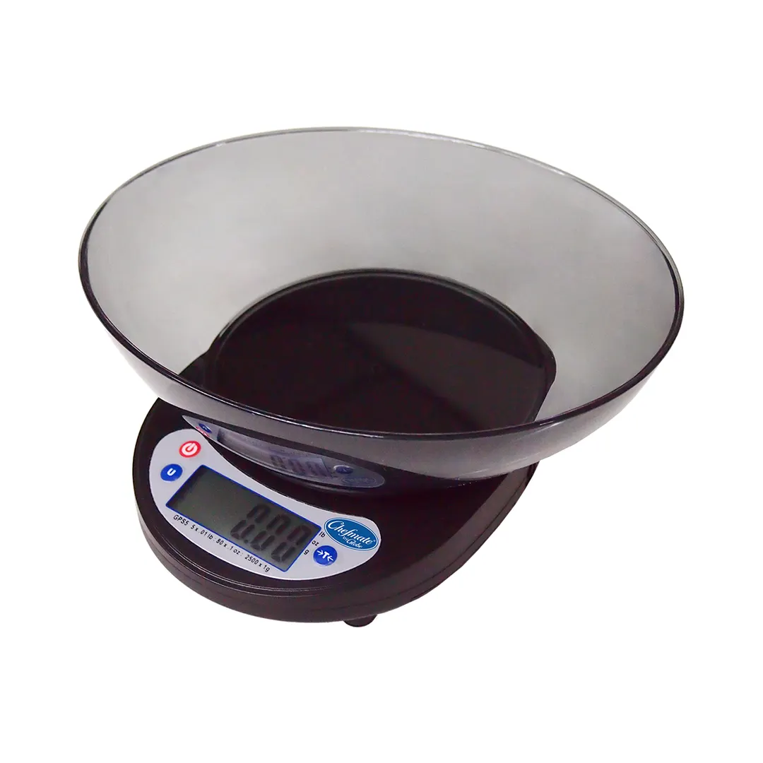 Globe GPS5 Portion Control Scale – 5 lb / 80 oz / 2200 g Capacity, Stainless Steel Round Platform 4”, LCD