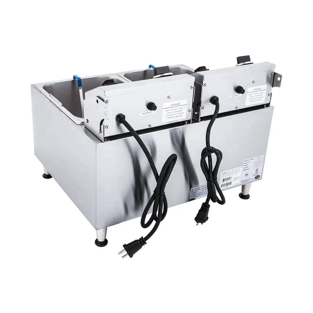 Globe PF32E Split Pot Countertop Electric Fryer w/ 2 Baskets, 32 Lb. Capacity, 208/240V