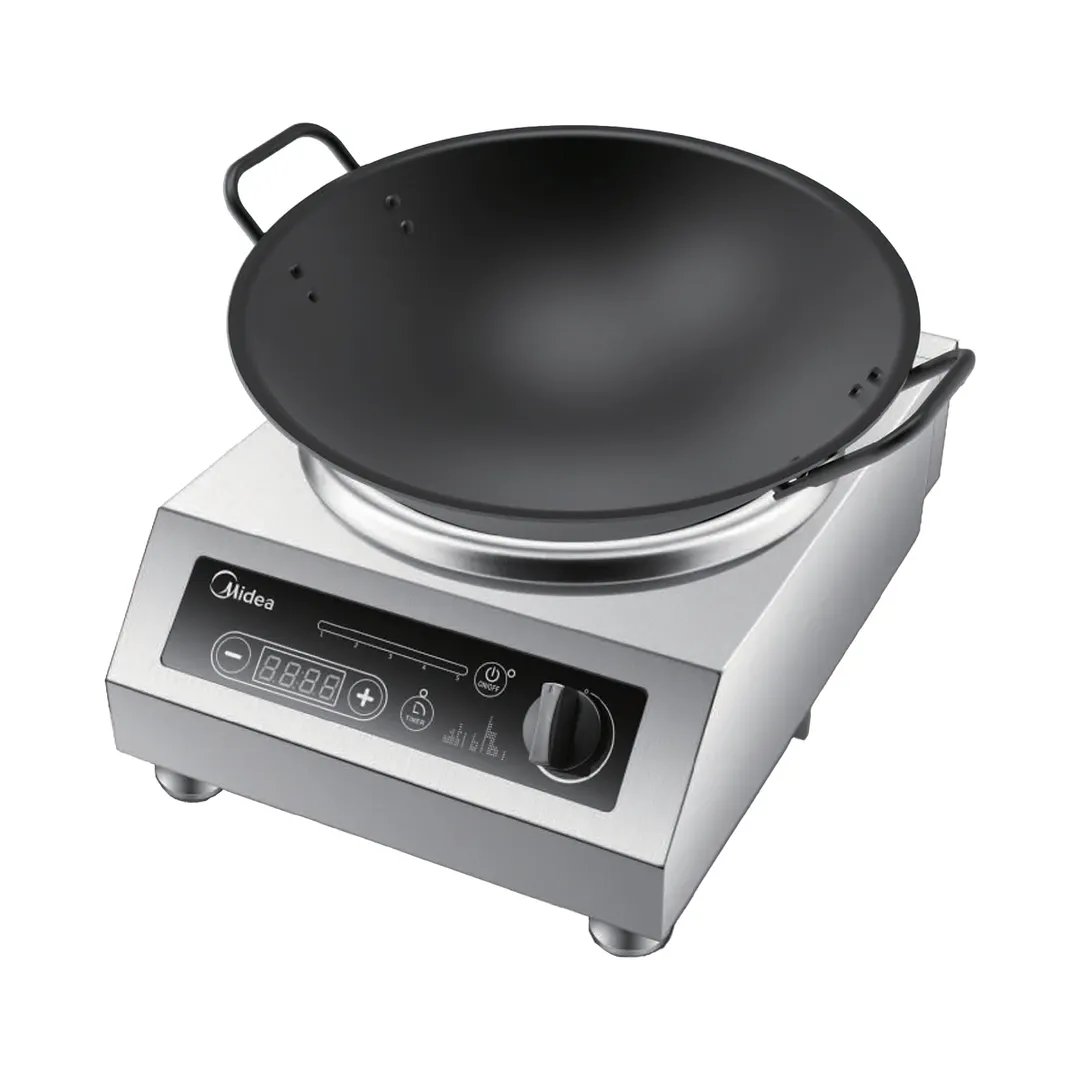 Midea MIC3400WK 3400 Watt Single Hob Countertop Induction Wok Range, Dial Control
