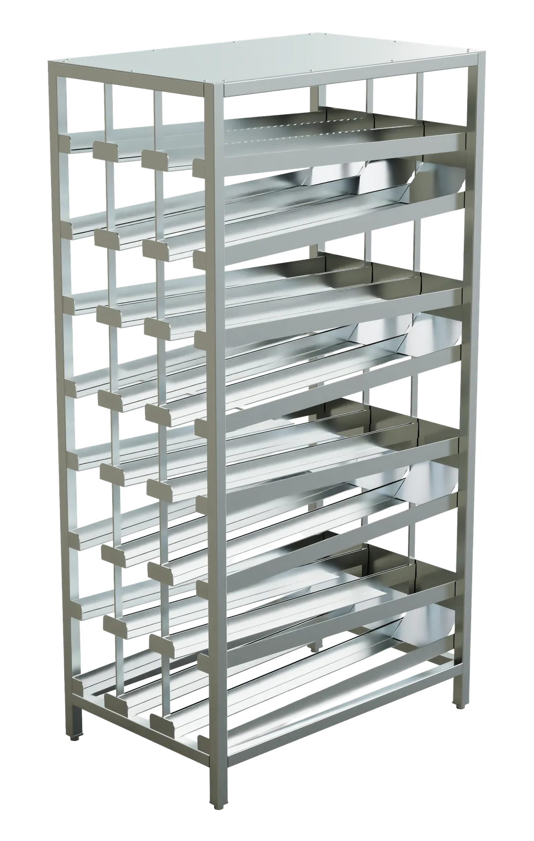 Winholt CR-156F-BUC FIFO Can Rack, 27.2"W x 42"L x 81.2"H, Holds 156 #10 Cans & 208 #5 Cans, Aluminum Construction