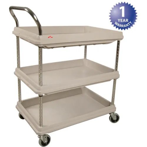 AllPoints 1267009 Metro Utility Cart with 3 Polymer Shelves, 400 lbs, Gray, 32-3/4" x 21-1/2" x 41" H