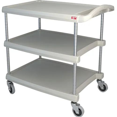 AllPoints 1267019 Metro Utility Cart, 3 Shelves, 34-3/8" x 23-7/16" x 35-1/2" H, Open Base, 400 lb, Grey Polymer, NSF