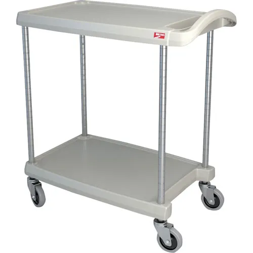 AllPoints 1267021 Metro Utility Cart, 2 Shelves, 31-1/2" x 18-5/8" x 35-1/2" H, Open Base, 200 lbs, Gray Polymer, NSF
