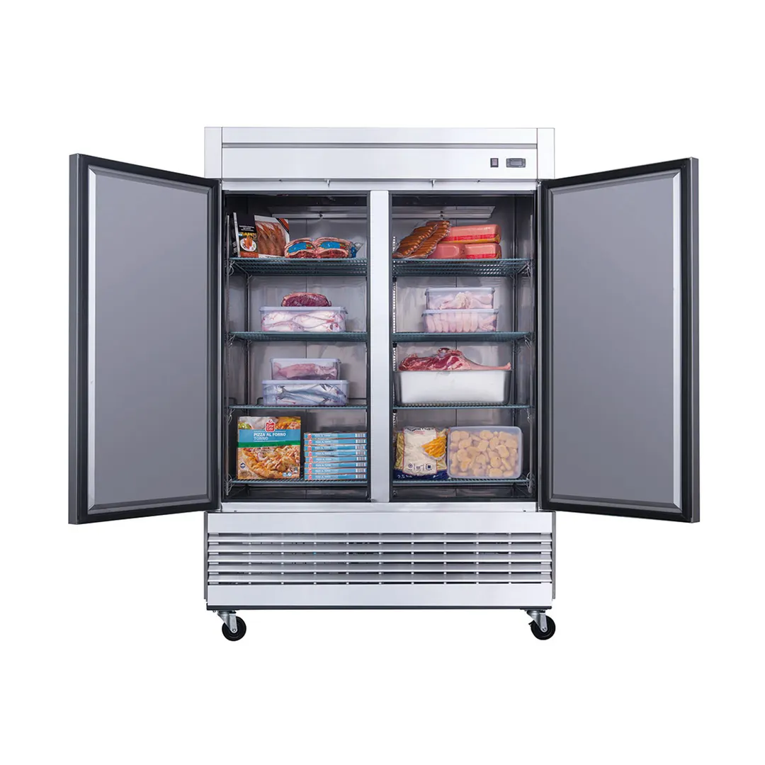 Dukers Appliance Co D55F 55" 2-Solid Door Reach-In Freezer, Bottom Mounted, 40.74 cu. ft., Stainless Steel