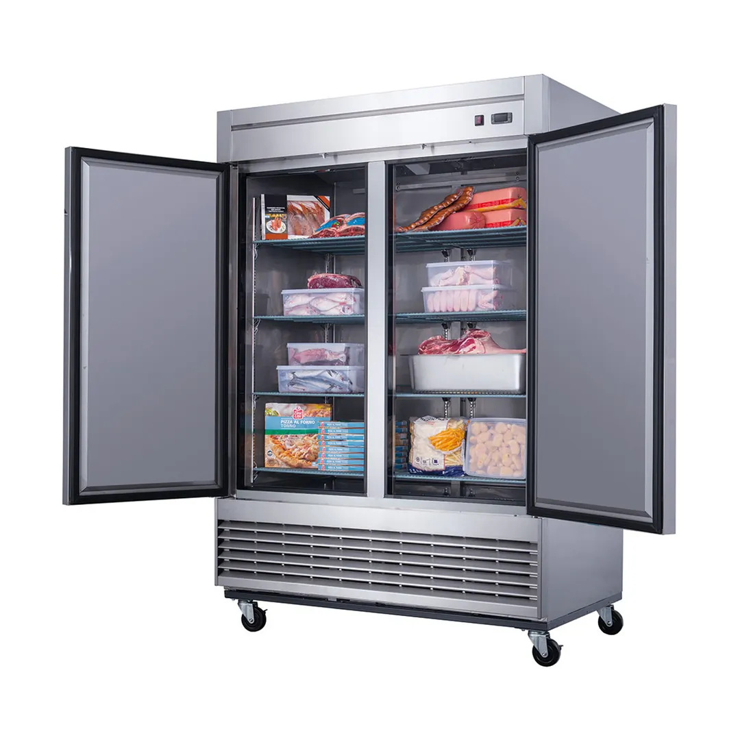 Dukers Appliance Co D55F 55" 2-Solid Door Reach-In Freezer, Bottom Mounted, 40.74 cu. ft., Stainless Steel