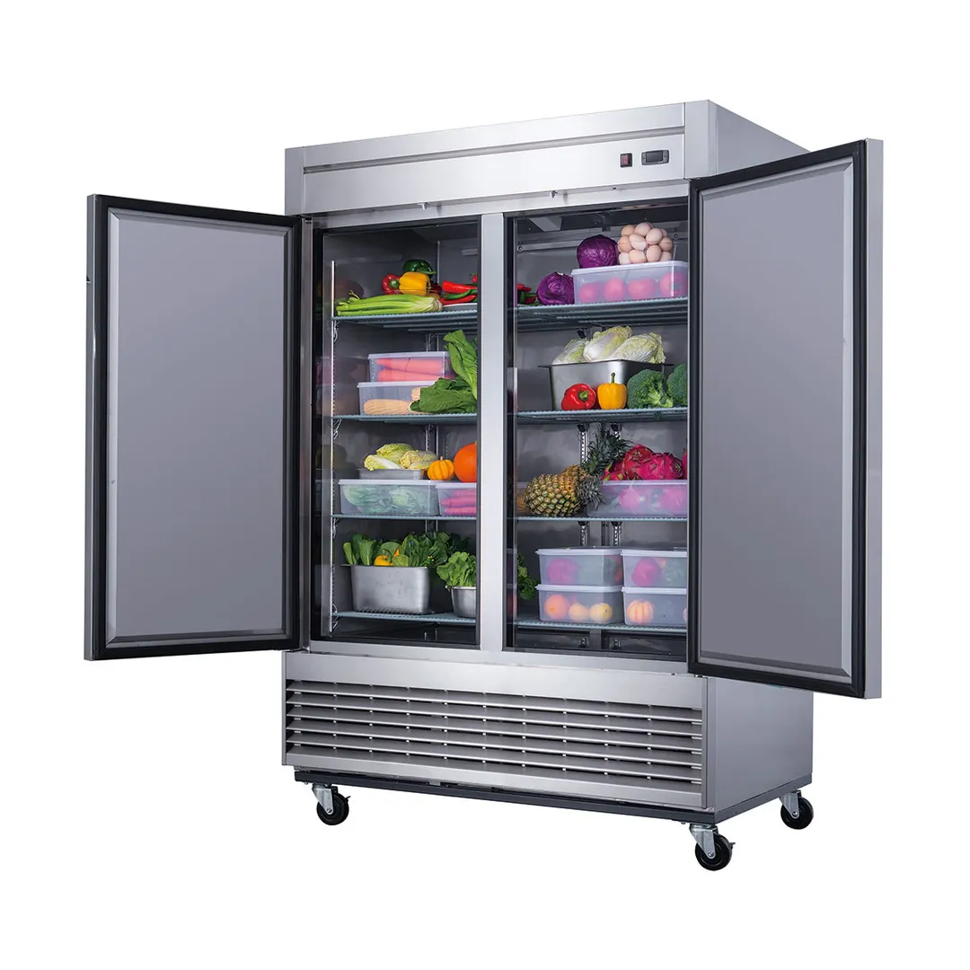 Dukers Appliance Co D55R 55" 2-Solid Door Reach-In Refrigerator, Bottom Mount, 40.74 cu. ft.