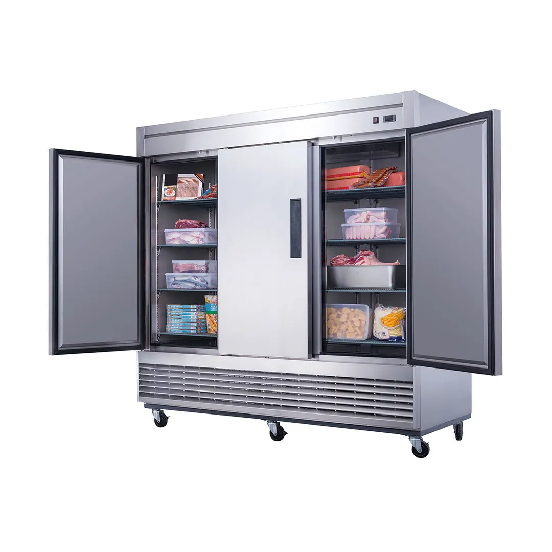 Dukers Appliance Co D83F 82" 3-Solid Door Reach-In Freezer, Bottom Mounted, 64.80 cu. ft.