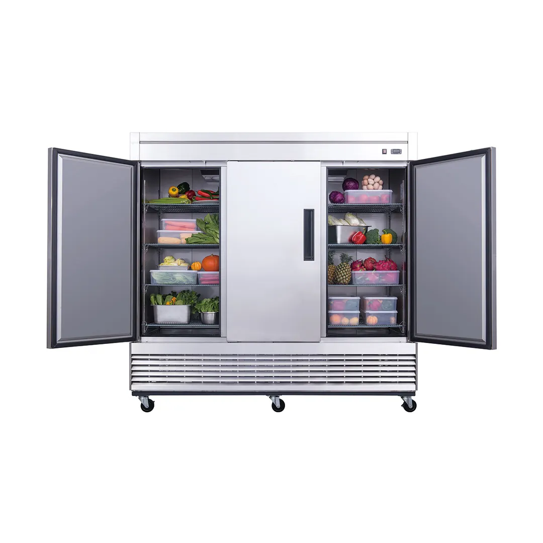 Dukers Appliance Co D83R 82" 3-Solid Door Reach-In Refrigerator, Bottom Mount, 64.80 cu. ft.