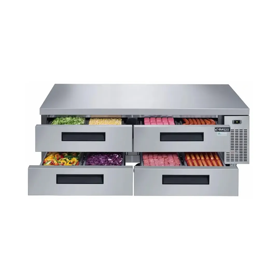 Dukers Appliance Co DCB72-D4 72" 4 Drawers Refrigerated Chef Base, All Stainless Steel