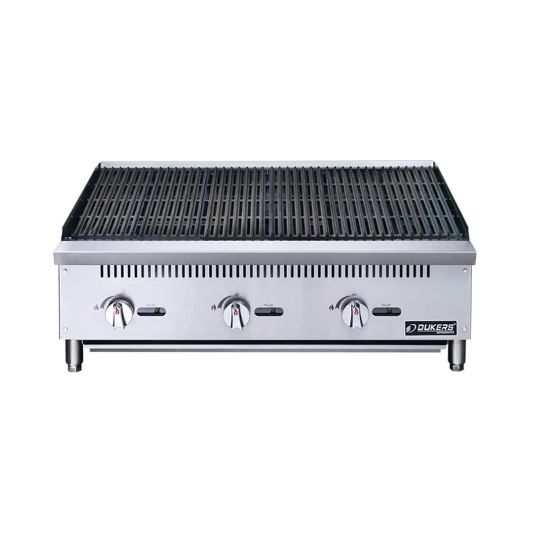 Dukers Appliance Co DCCB36 36" Countertop Gas Radiant Charbroiler, (3) Burners, 105.000 BTU