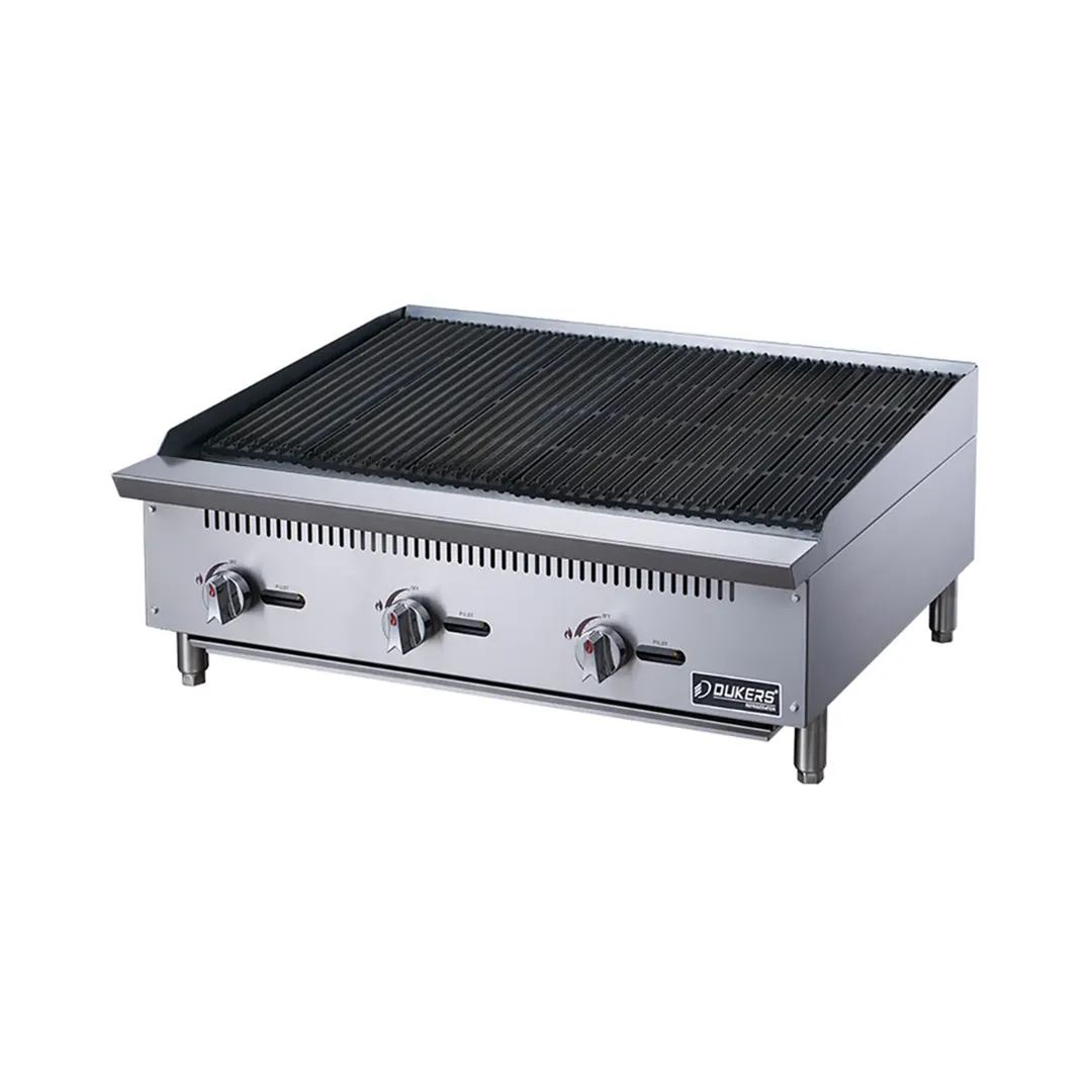 Dukers Appliance Co DCCB36 36" Countertop Gas Radiant Charbroiler, (3) Burners, 105.000 BTU