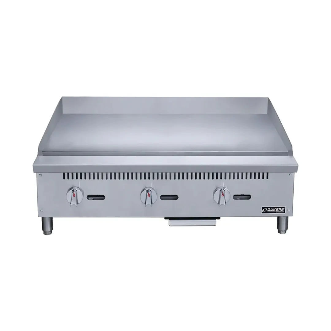 Dukers Appliance Co DCGMA36 36" Countertop Manual Gas Griddle, 1" Steel Plate, 90.000 BTU